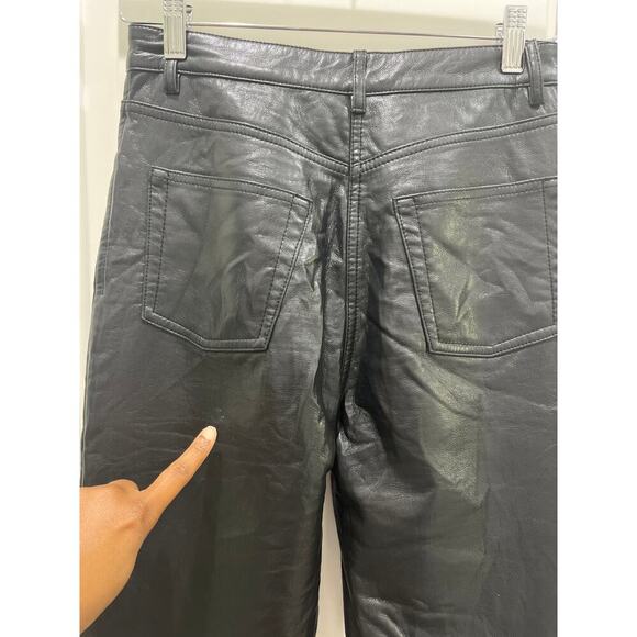Aritzia Wilfred Melina Vegan Leather Black Straight Leg Pants Sz 4 - Picture 5 of 9